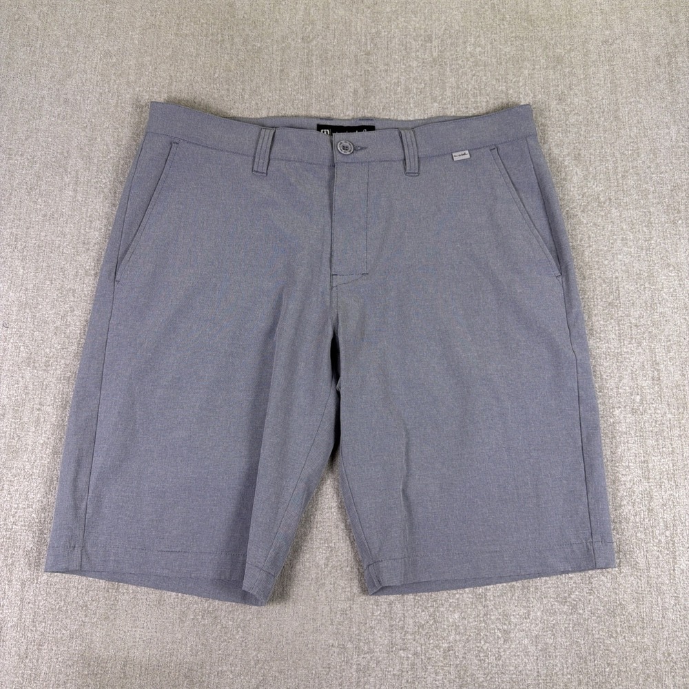 Travis‎ Mathew Shorts Men 34 Light Grey Microfiber Flat Front Golf Chino